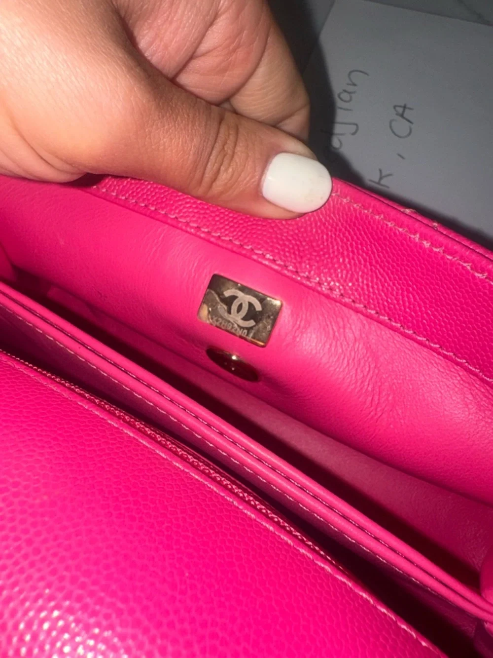 CHANEL Hot Pink Quilted caviar  Top-Handle Mini Bag with Chain Strap - Picture 15 of 16